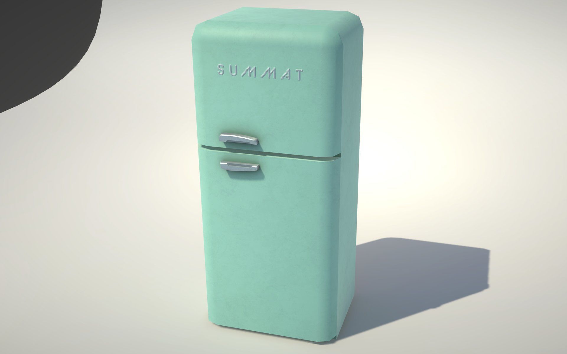 Vintage Fridge Low-poly 3D model_2