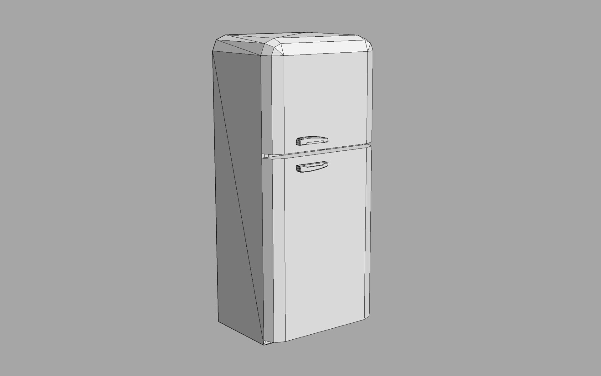 Vintage Fridge Low-poly 3D model_4