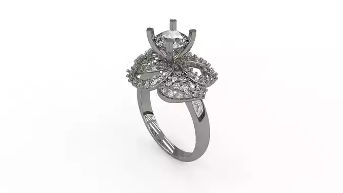 Woman Flower Solitaire Ring 189