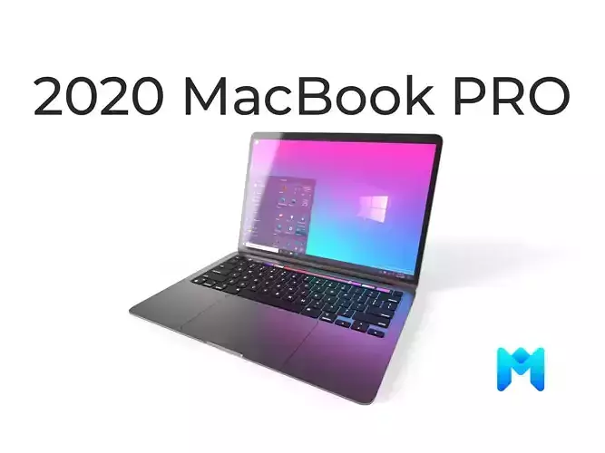 2020 macbook pro with touchbar  Low-poly 3D model