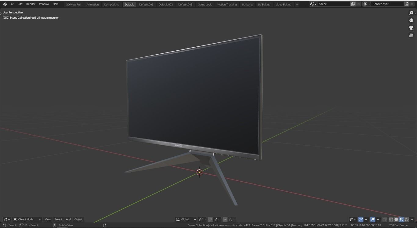 Alienware AW258H 25 inch gaming monitor Low-poly 3D model_12