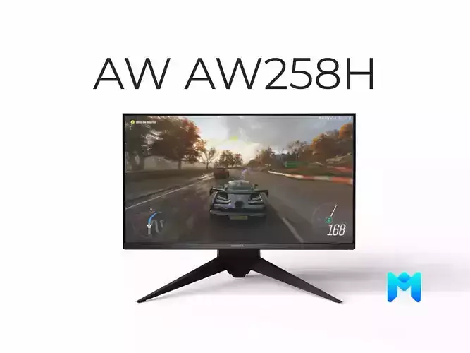 Alienware AW258H 25 inch gaming monitor Low-poly 3D model