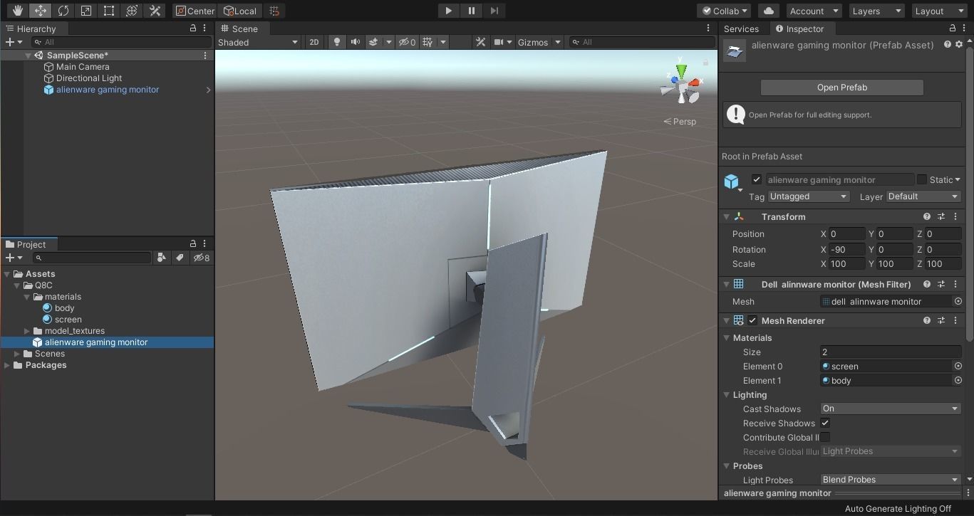 Alienware AW258H 25 inch gaming monitor Low-poly 3D model_11