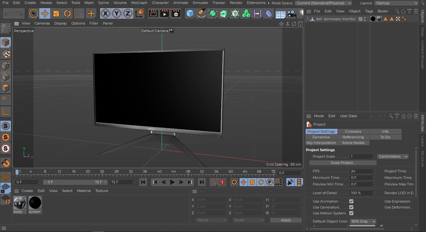 Alienware AW258H 25 inch gaming monitor Low-poly 3D model_15