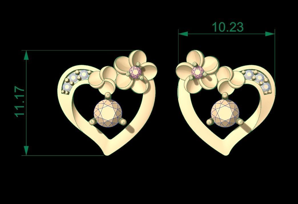 Heart Earring 85 3D print model_10