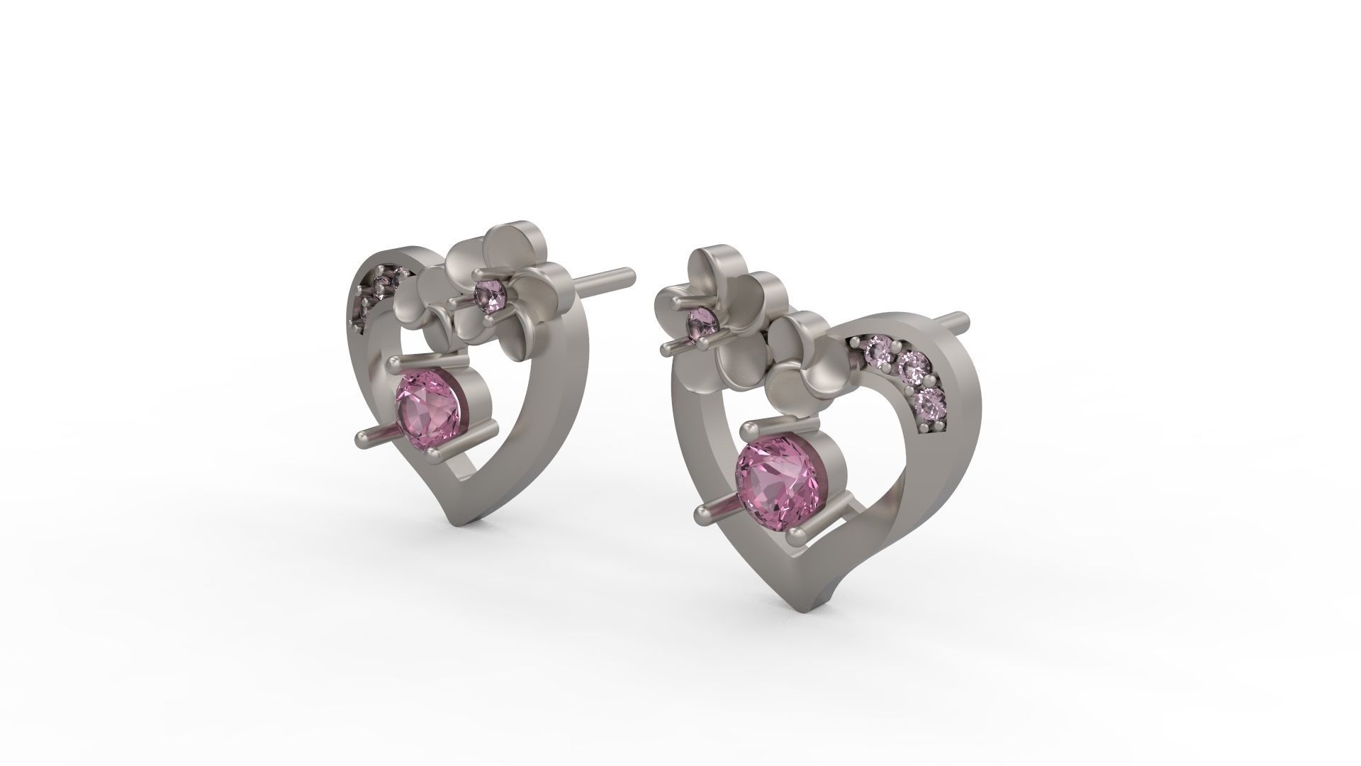 Heart Earring 85 3D print model_3