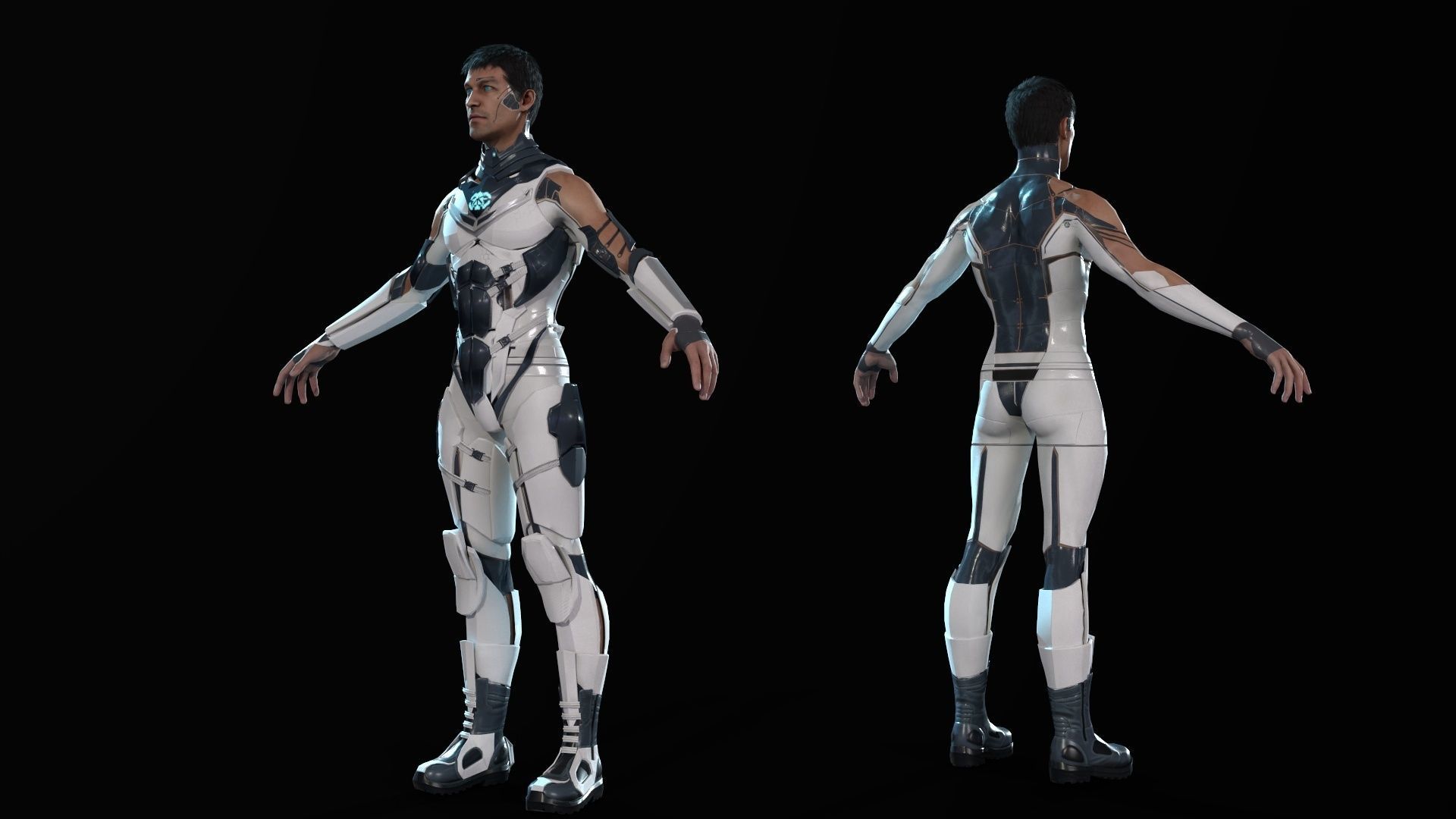 Sci Fi Trooper Game Ready Low-poly 3D model_10