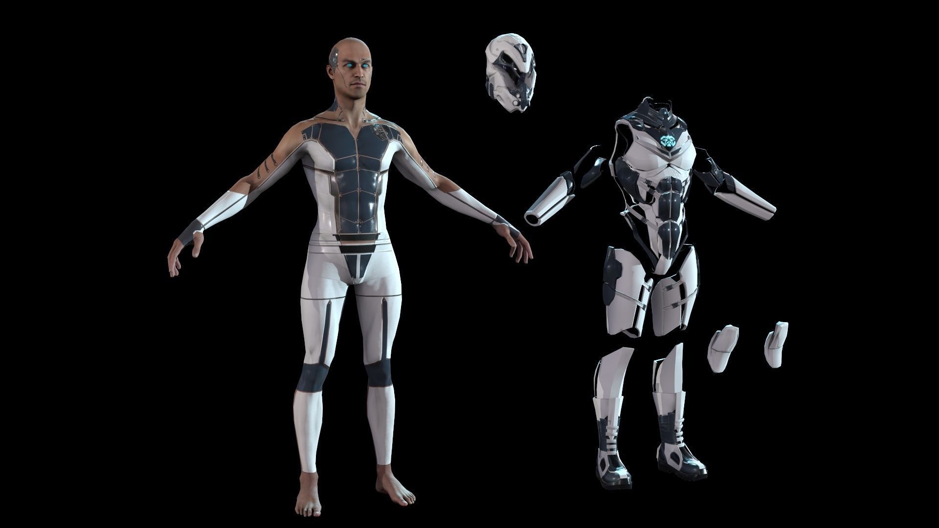 Sci Fi Trooper Game Ready Low-poly 3D model_23