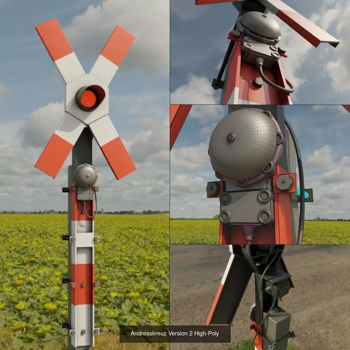 Andreaskreuz Version 1 and 2 High-Poly 3D Model Collection_0