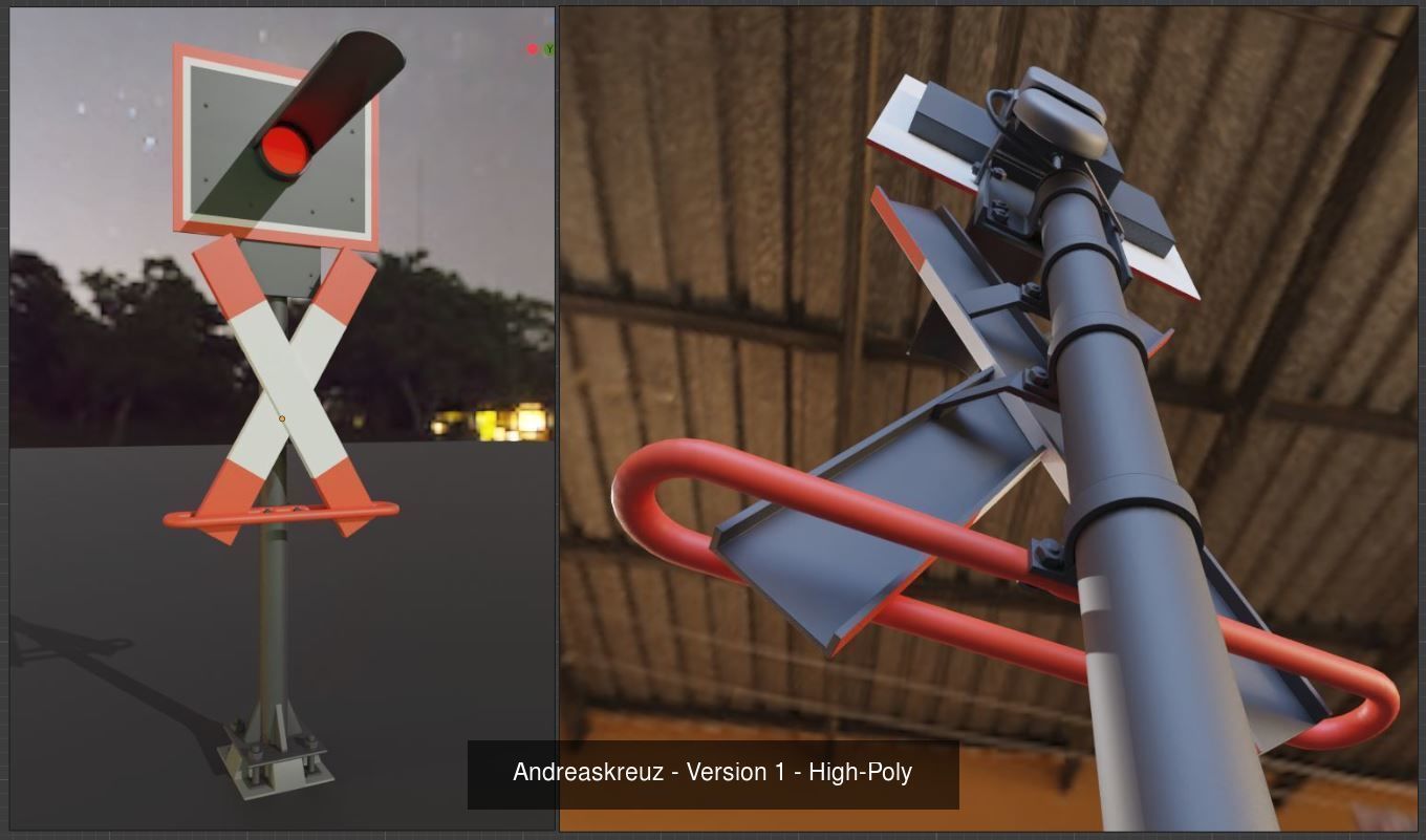 Andreaskreuz Version 1 and 2 High-Poly 3D Model Collection_3