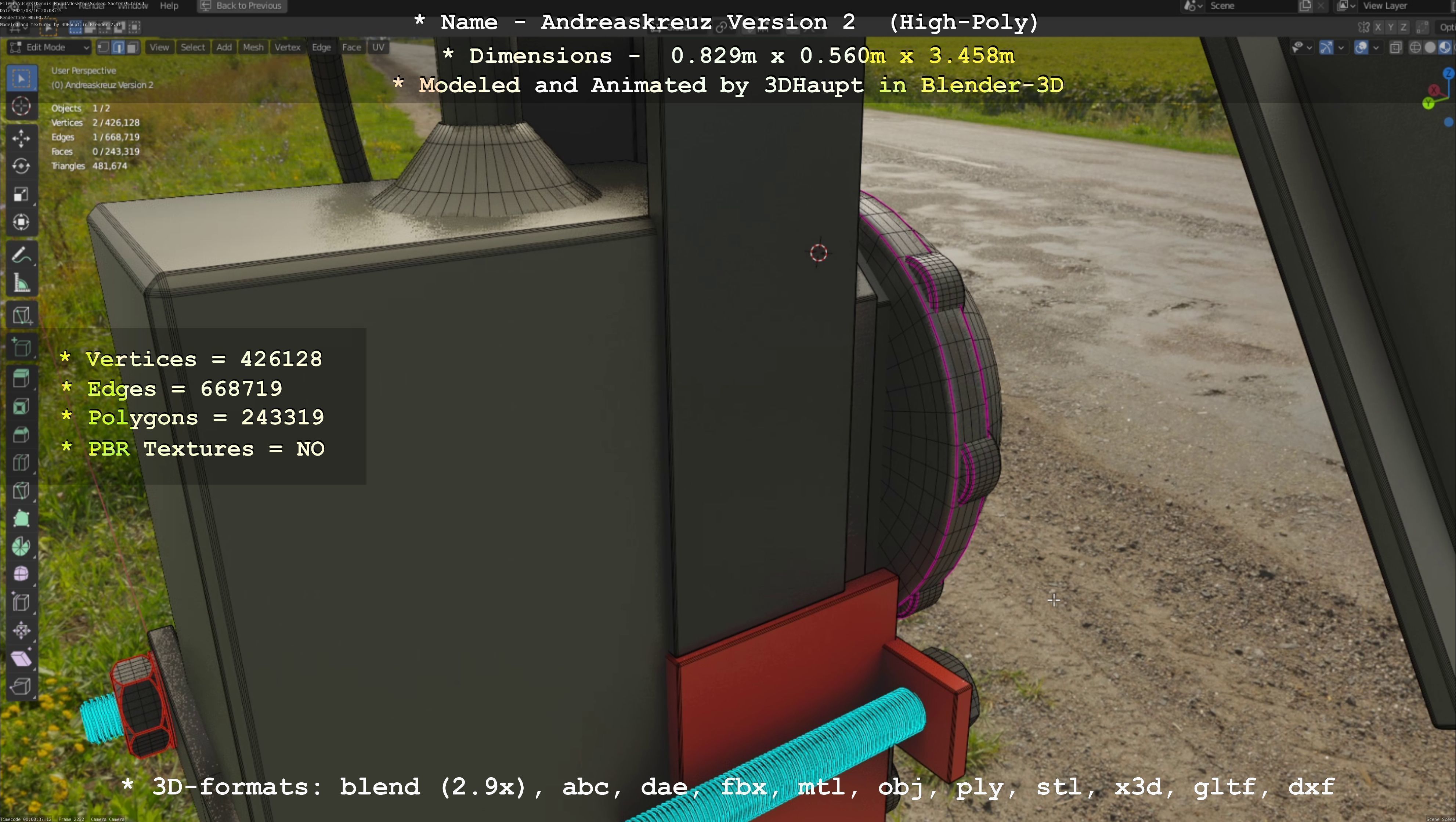 Andreaskreuz Version 1 and 2 High-Poly 3D Model Collection_35