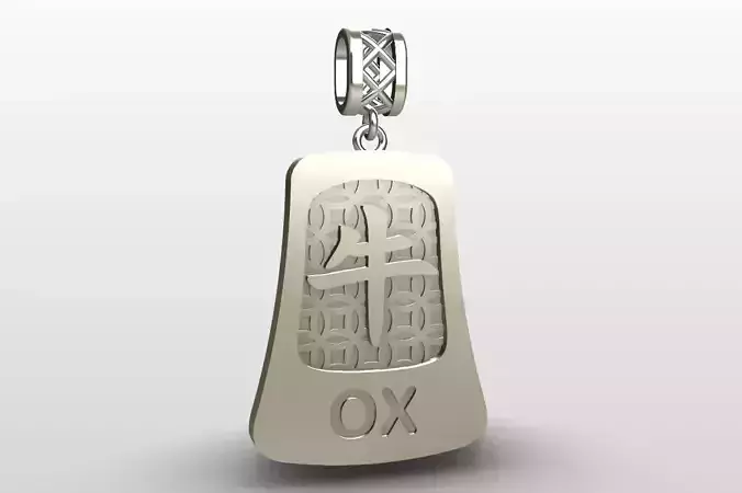 Chinese zodiac - 12 animals - pendant with bail - Ox   3D print model