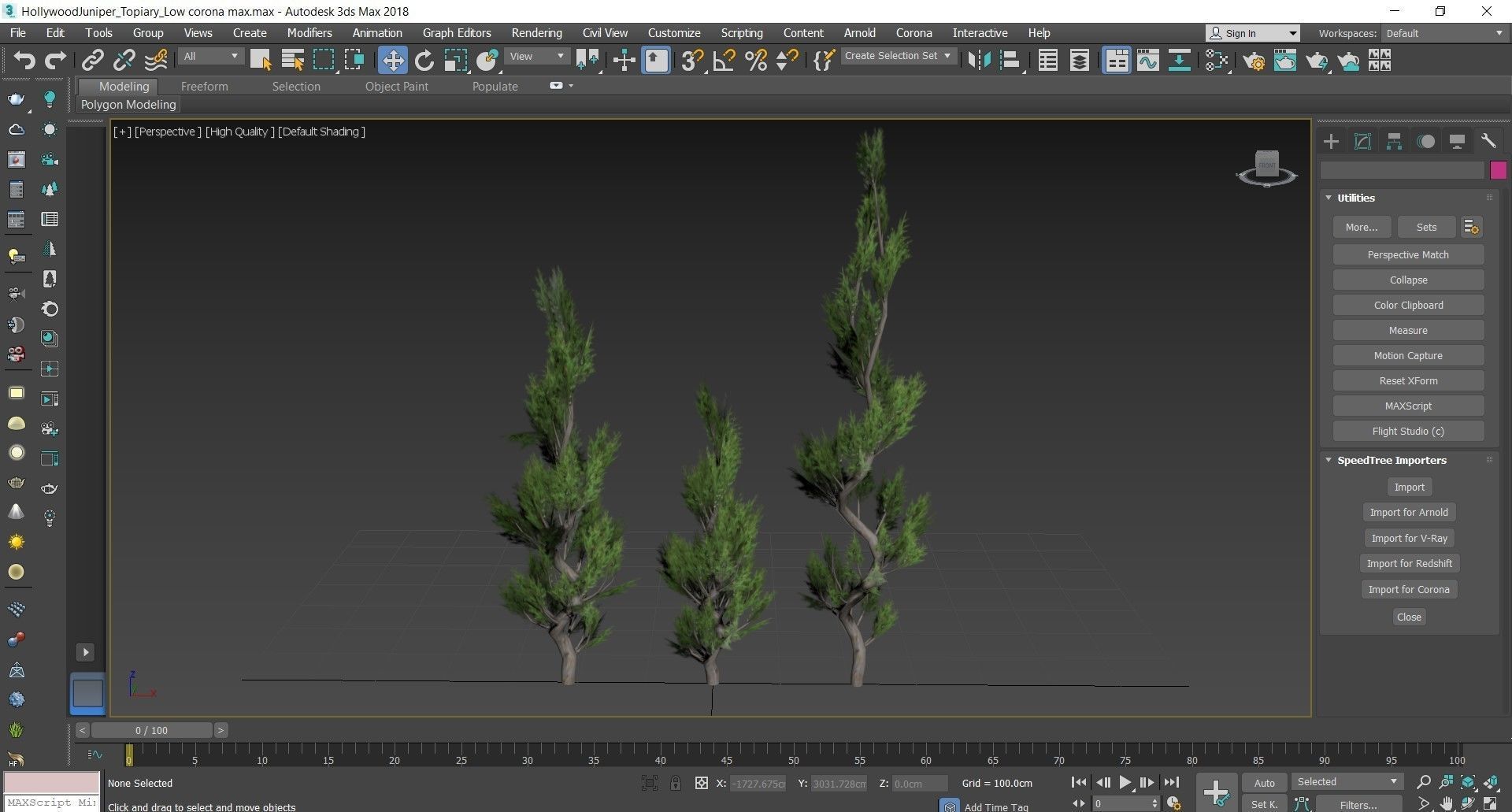Holly wood Juniper tree collection 27  trees Models in the scene Low-poly 3D model_45