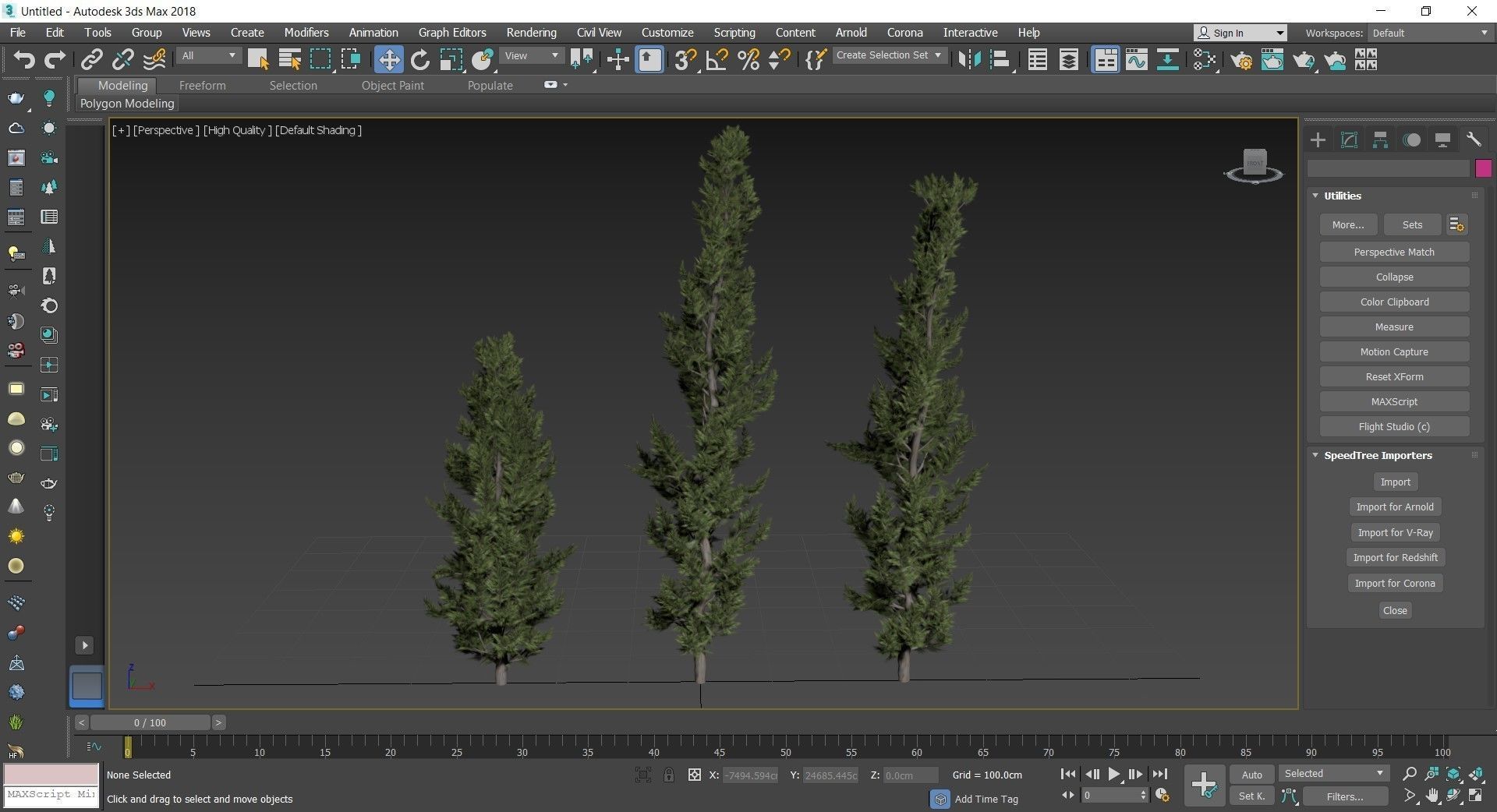 Holly wood Juniper tree collection 27  trees Models in the scene Low-poly 3D model_4