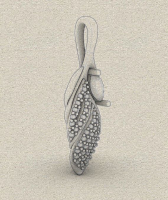 Model 282  Leaf Diamond Pendant 3D print model_8