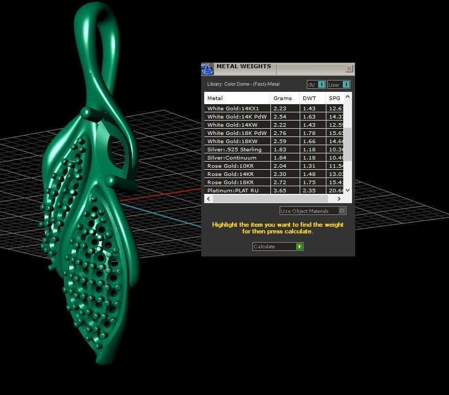 Model 282  Leaf Diamond Pendant 3D print model_12