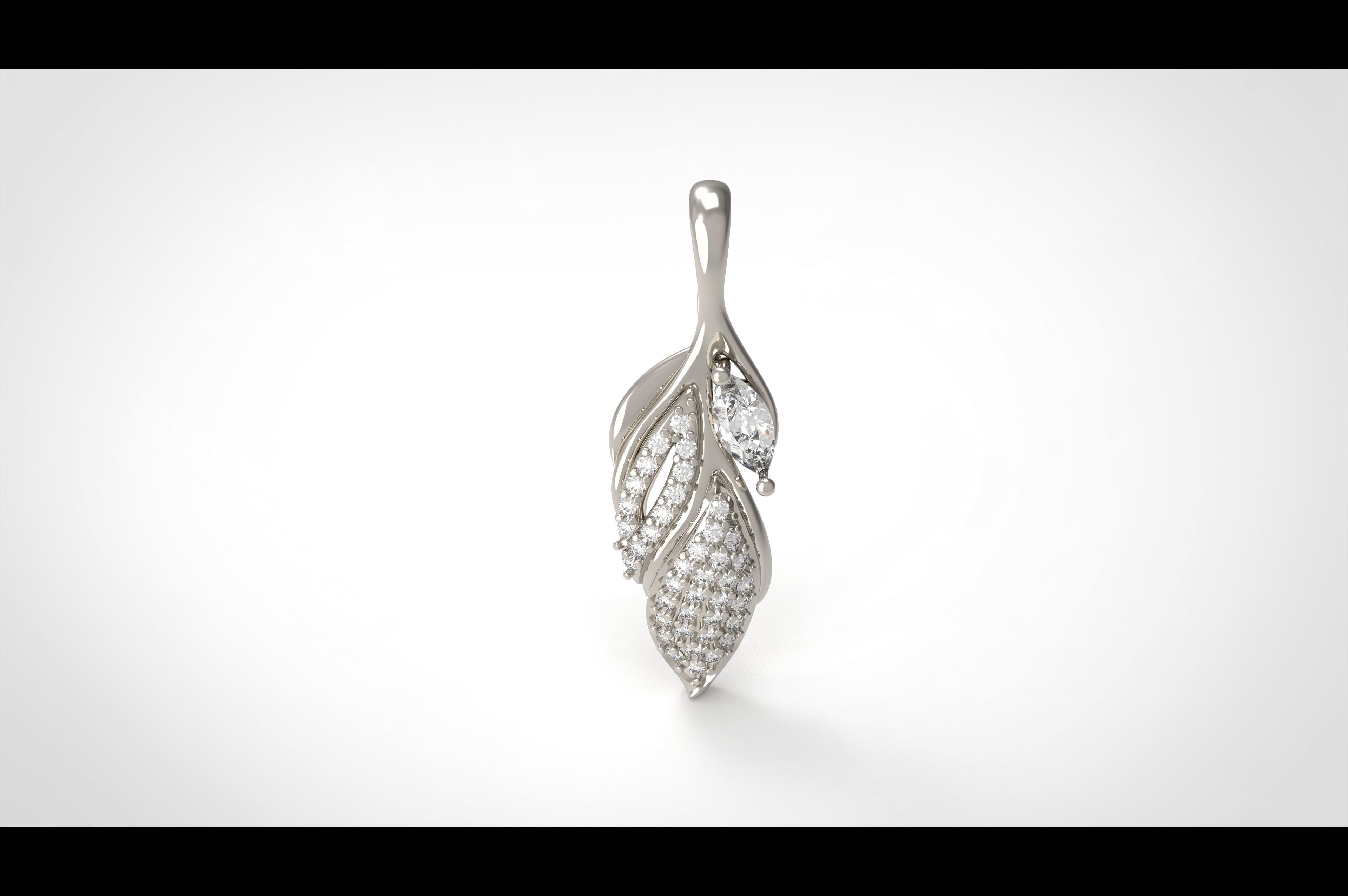 Model 282  Leaf Diamond Pendant 3D print model_2