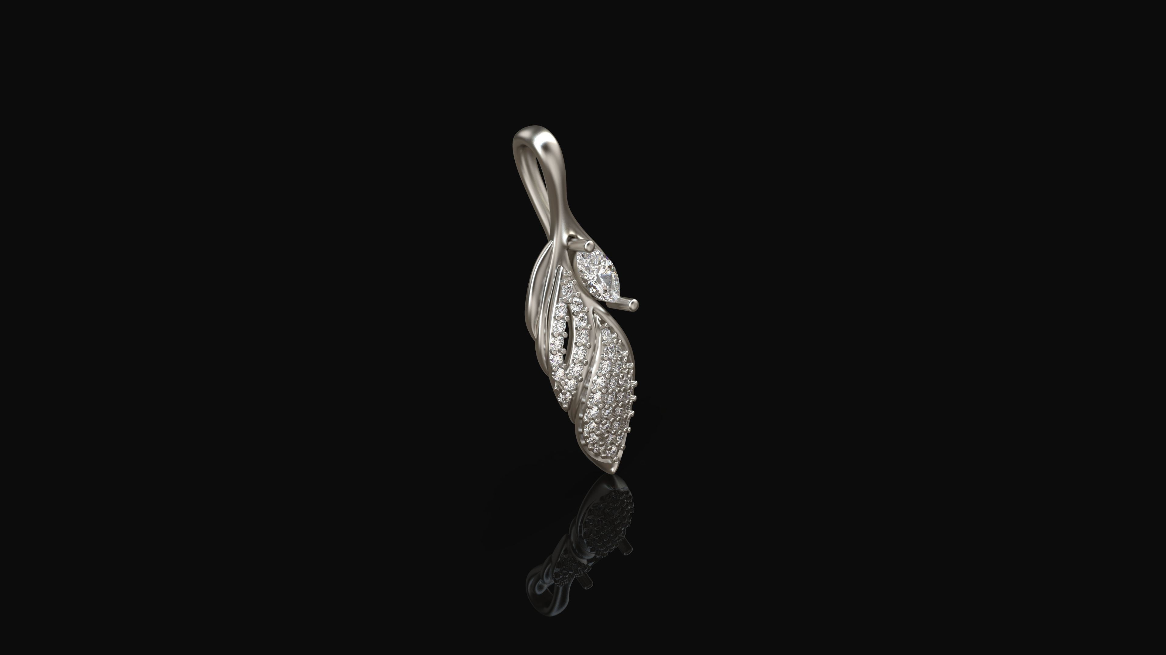 Model 282  Leaf Diamond Pendant 3D print model_4