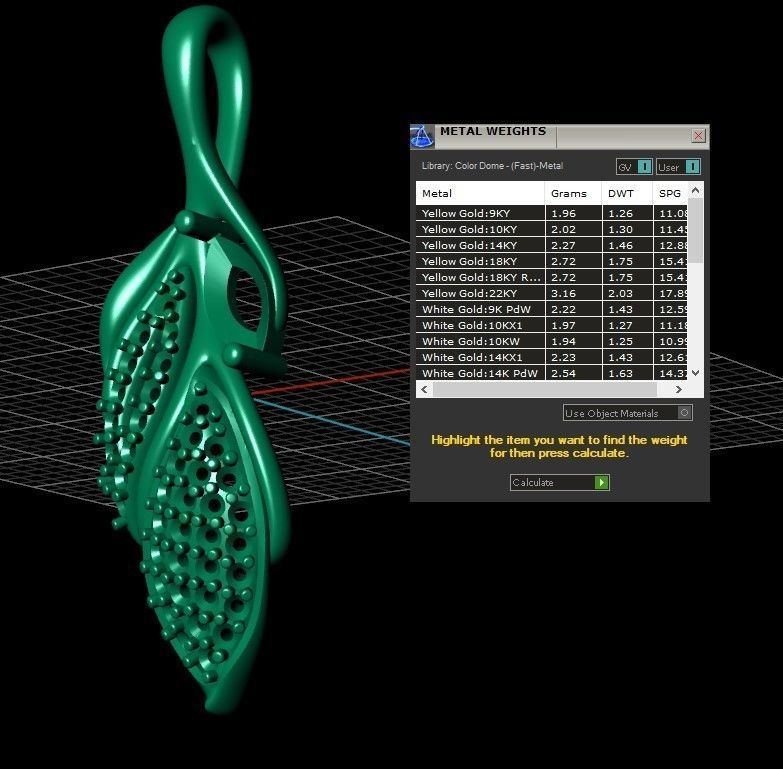 Model 282  Leaf Diamond Pendant 3D print model_11