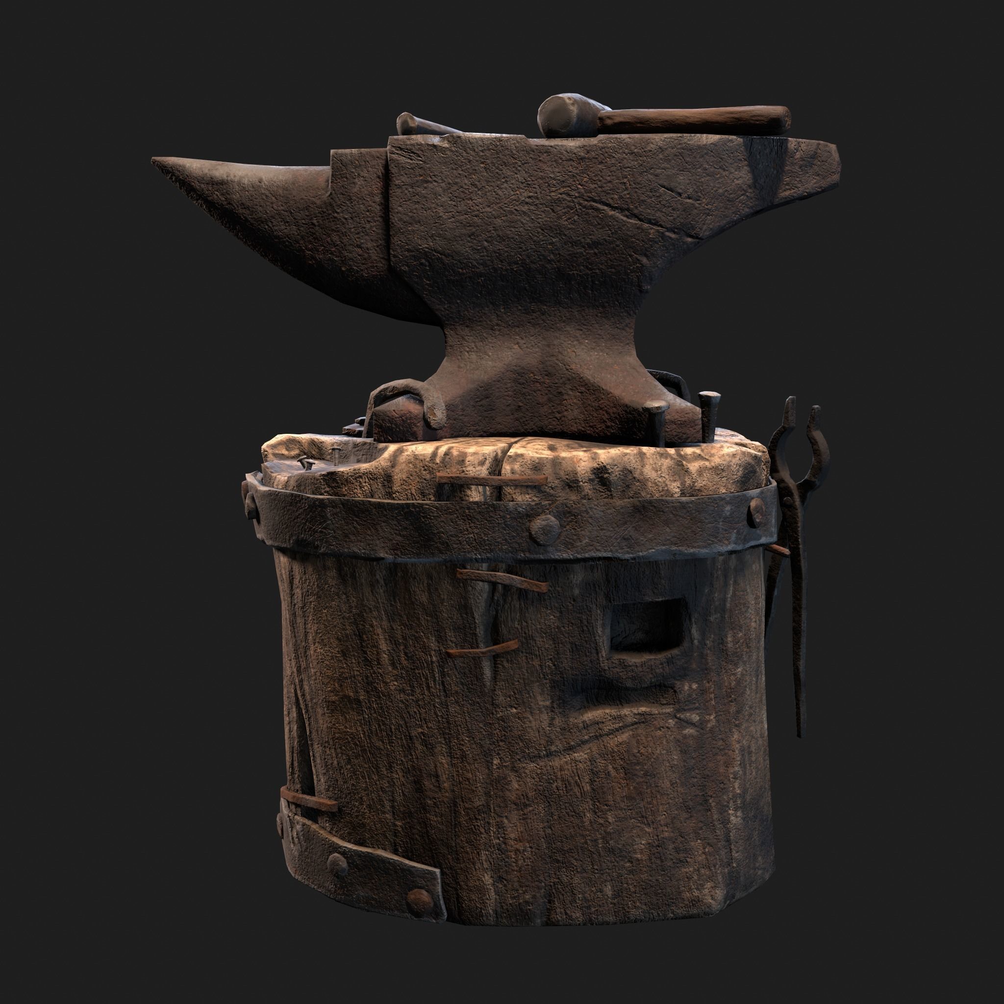 Medieval Blacksmith Anvil Set Low-poly 3D model_27