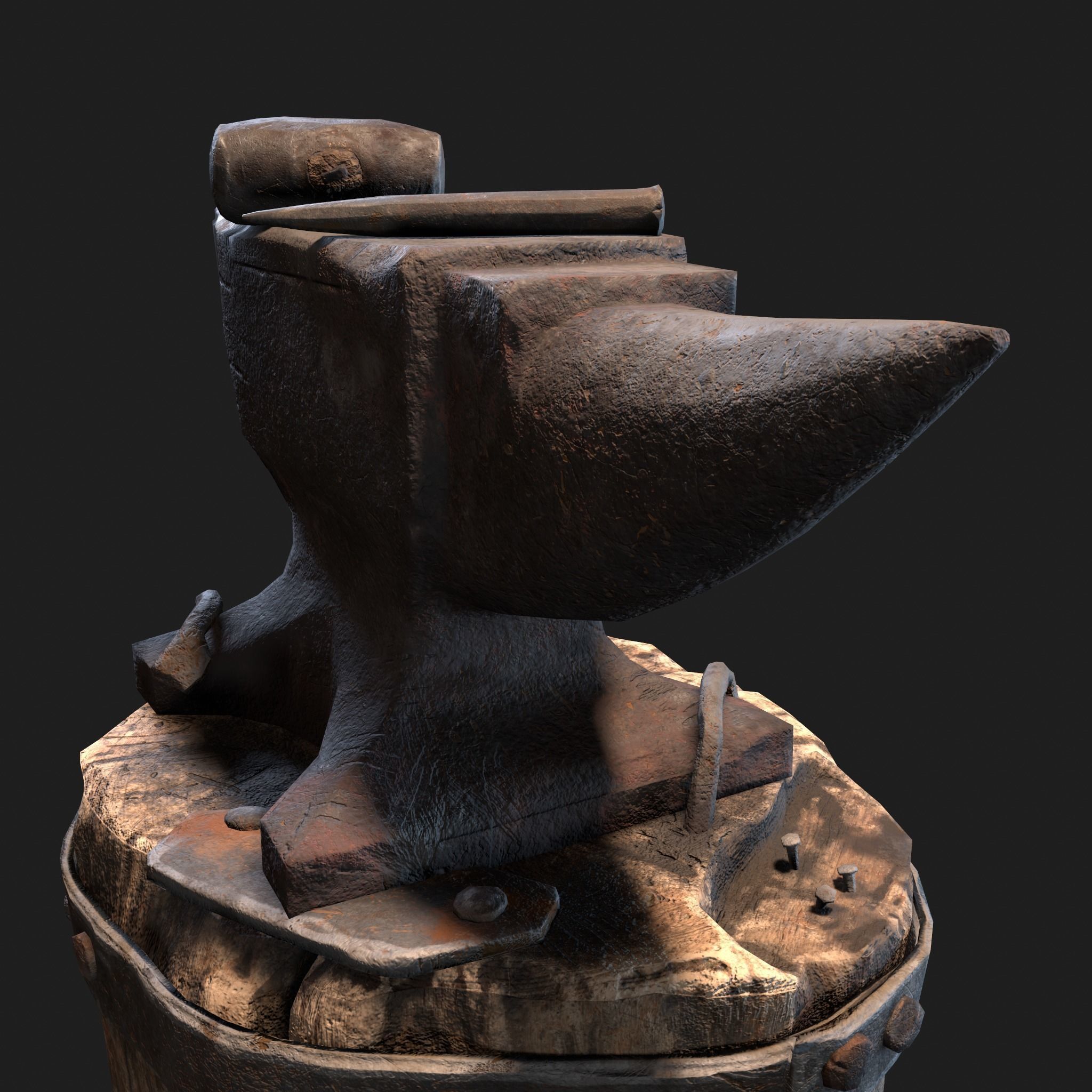 Medieval Blacksmith Anvil Set Low-poly 3D model_24