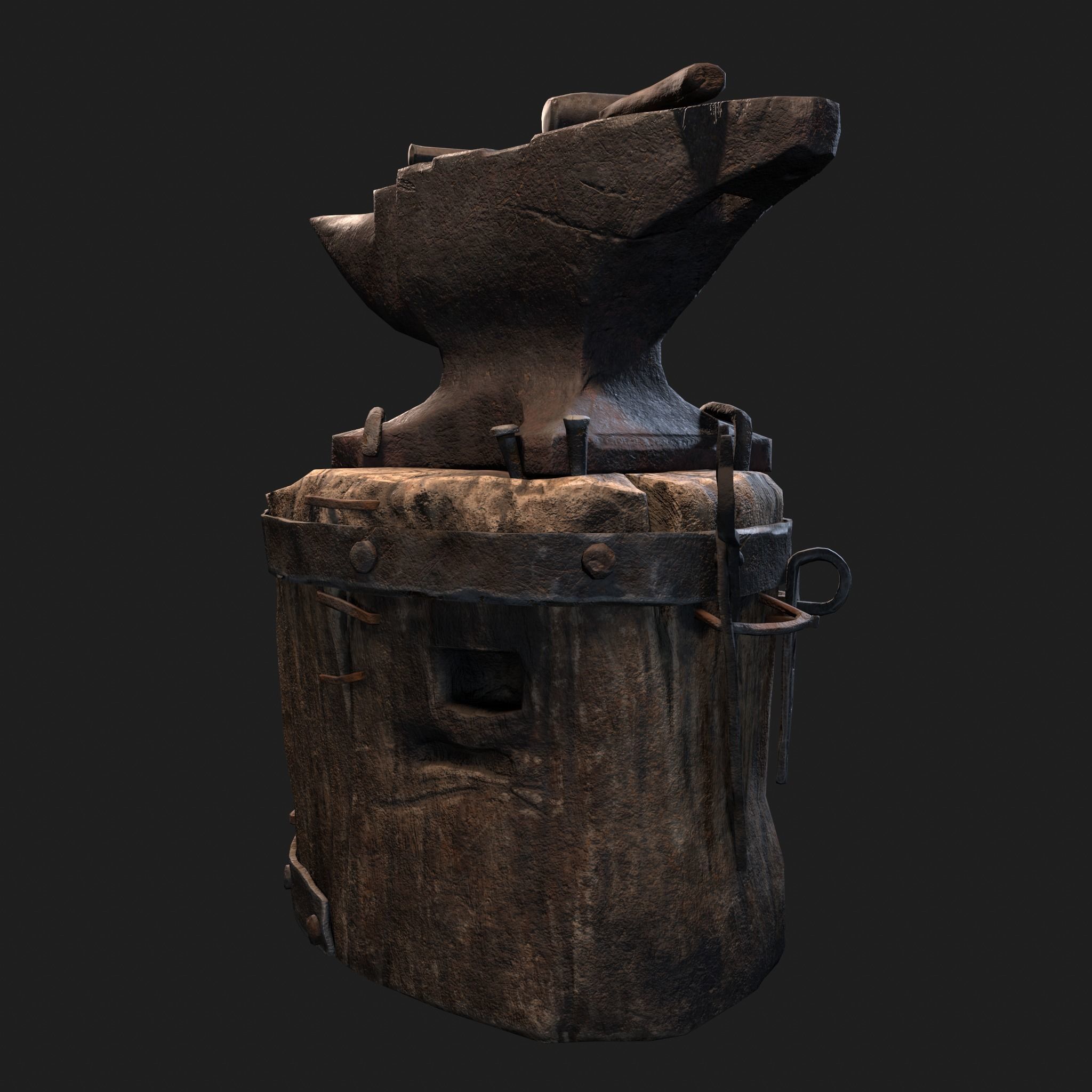 Medieval Blacksmith Anvil Set Low-poly 3D model_9