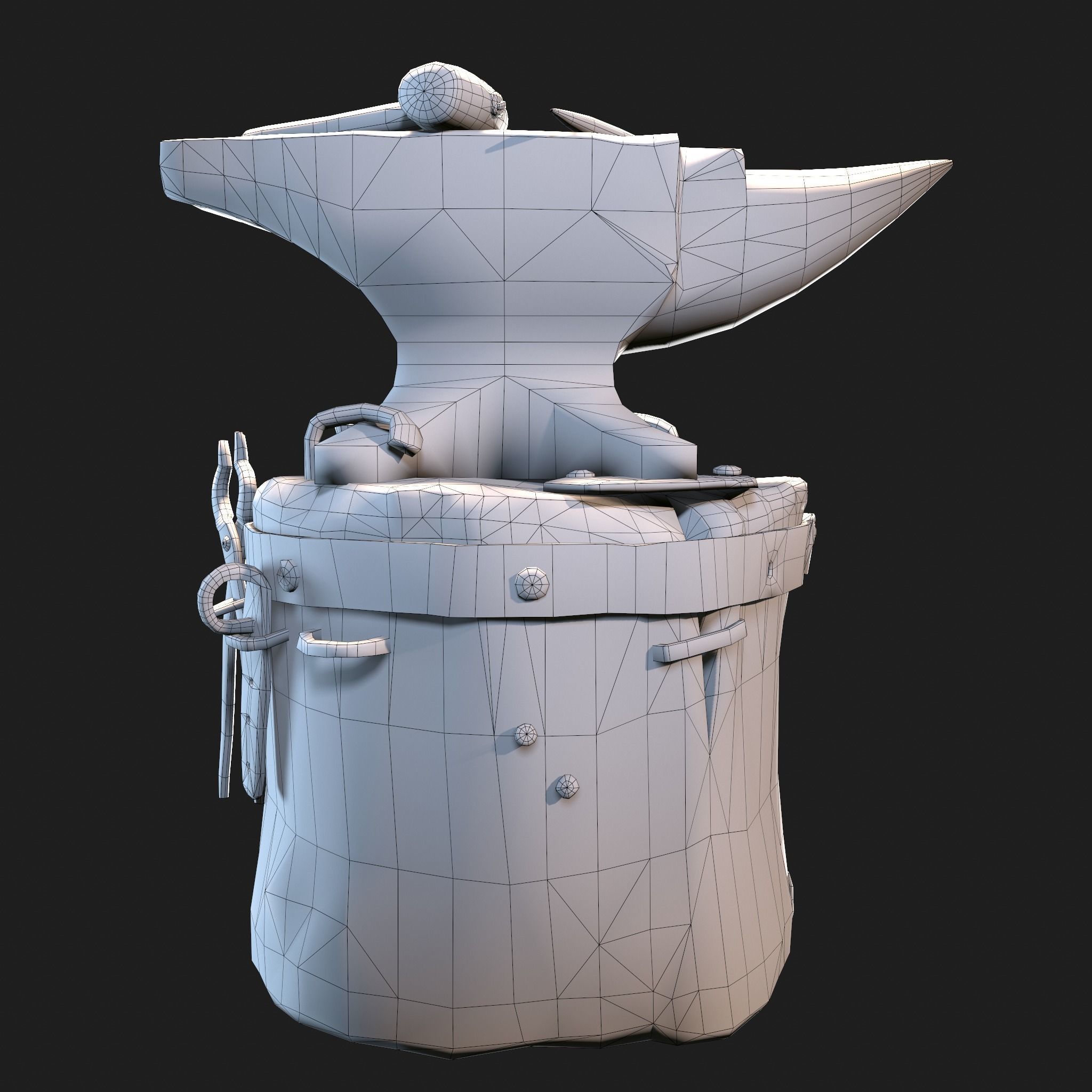 Medieval Blacksmith Anvil Set Low-poly 3D model_82