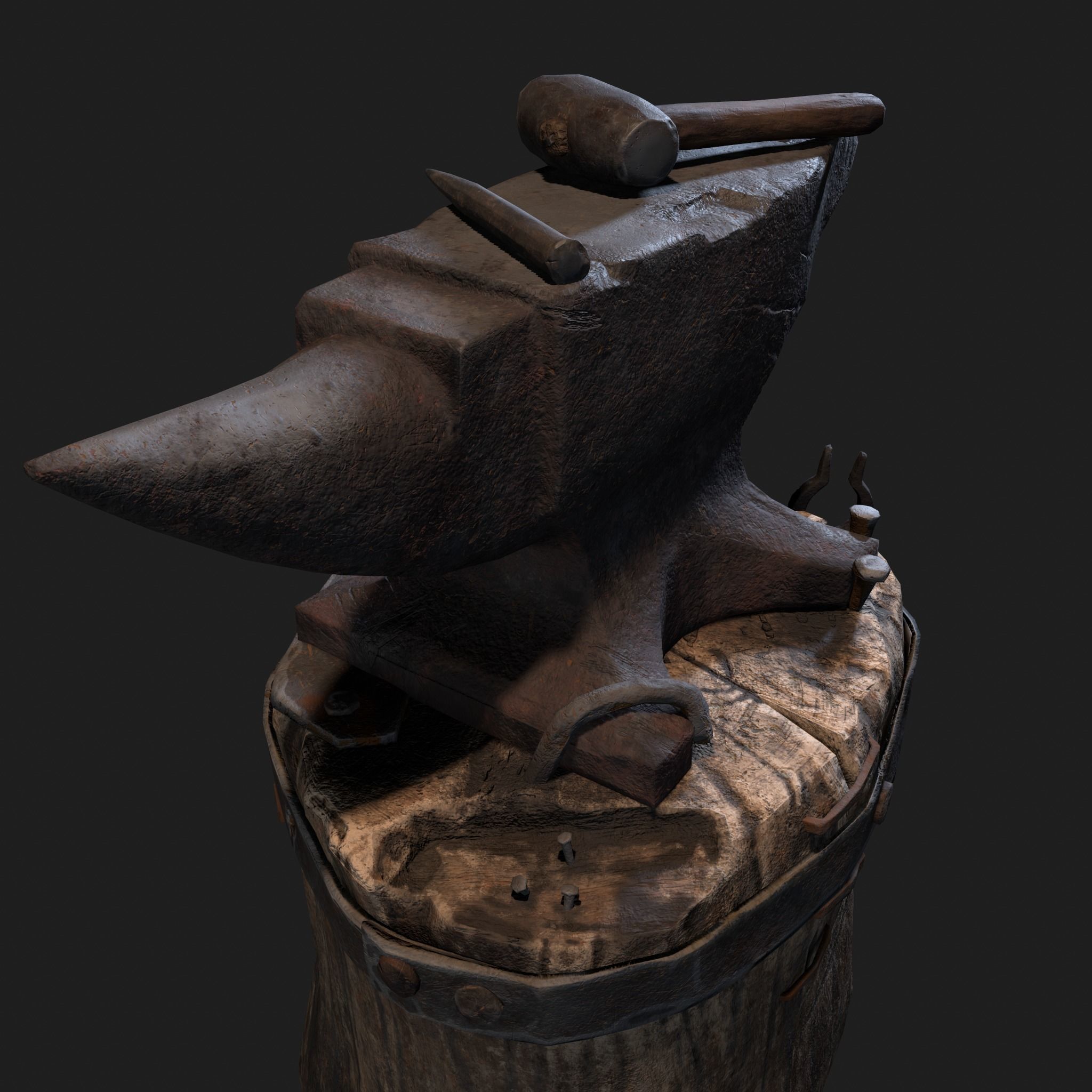 Medieval Blacksmith Anvil Set Low-poly 3D model_20