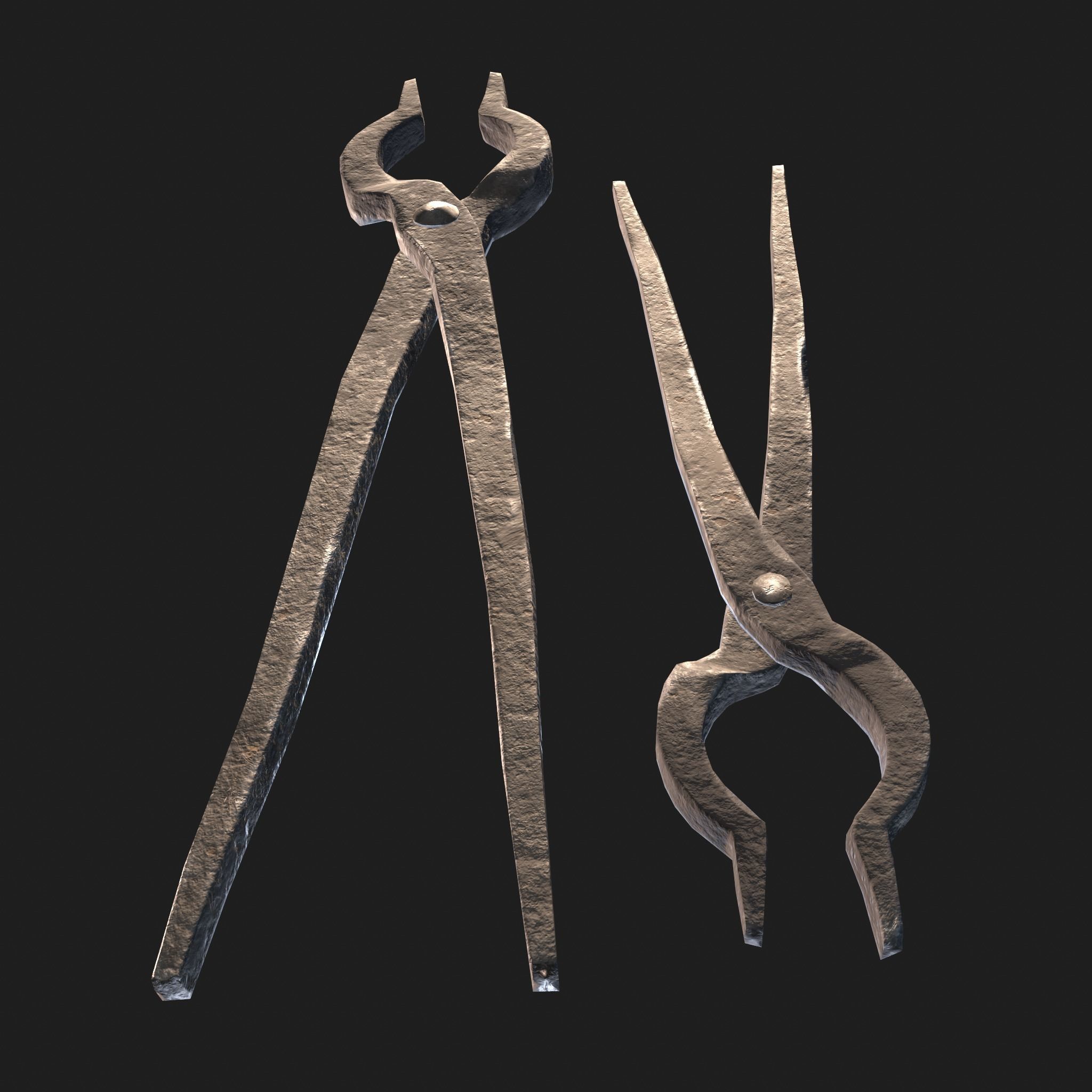 Medieval Blacksmith Anvil Set Low-poly 3D model_44