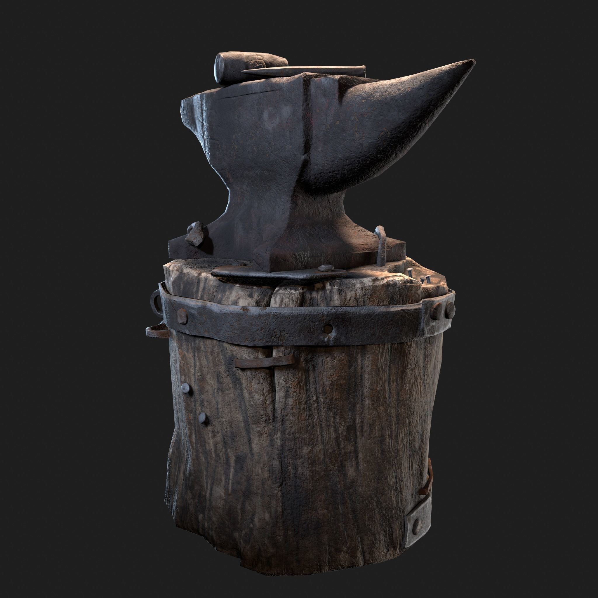 Medieval Blacksmith Anvil Set Low-poly 3D model_17