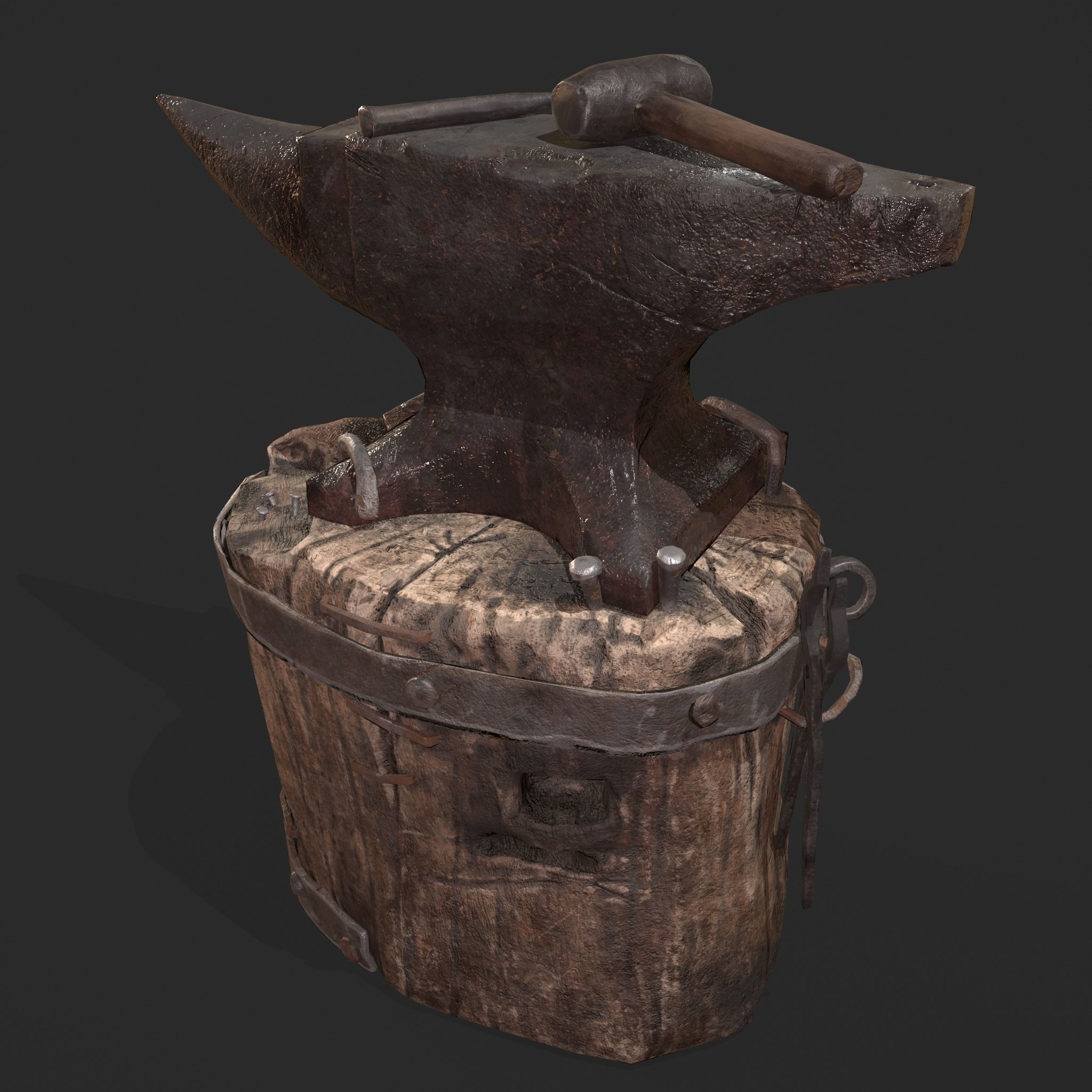 Medieval Blacksmith Anvil Set Low-poly 3D model_97