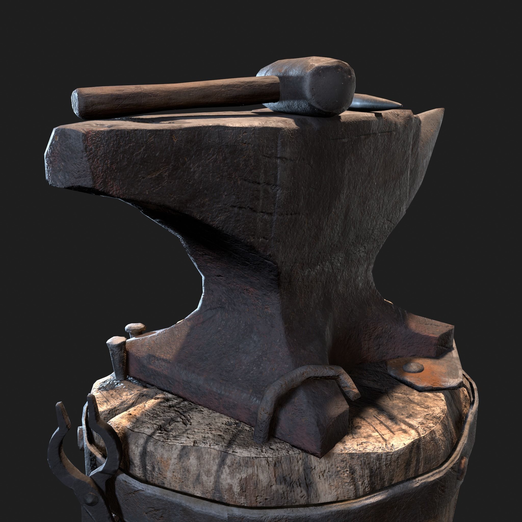 Medieval Blacksmith Anvil Set Low-poly 3D model_19