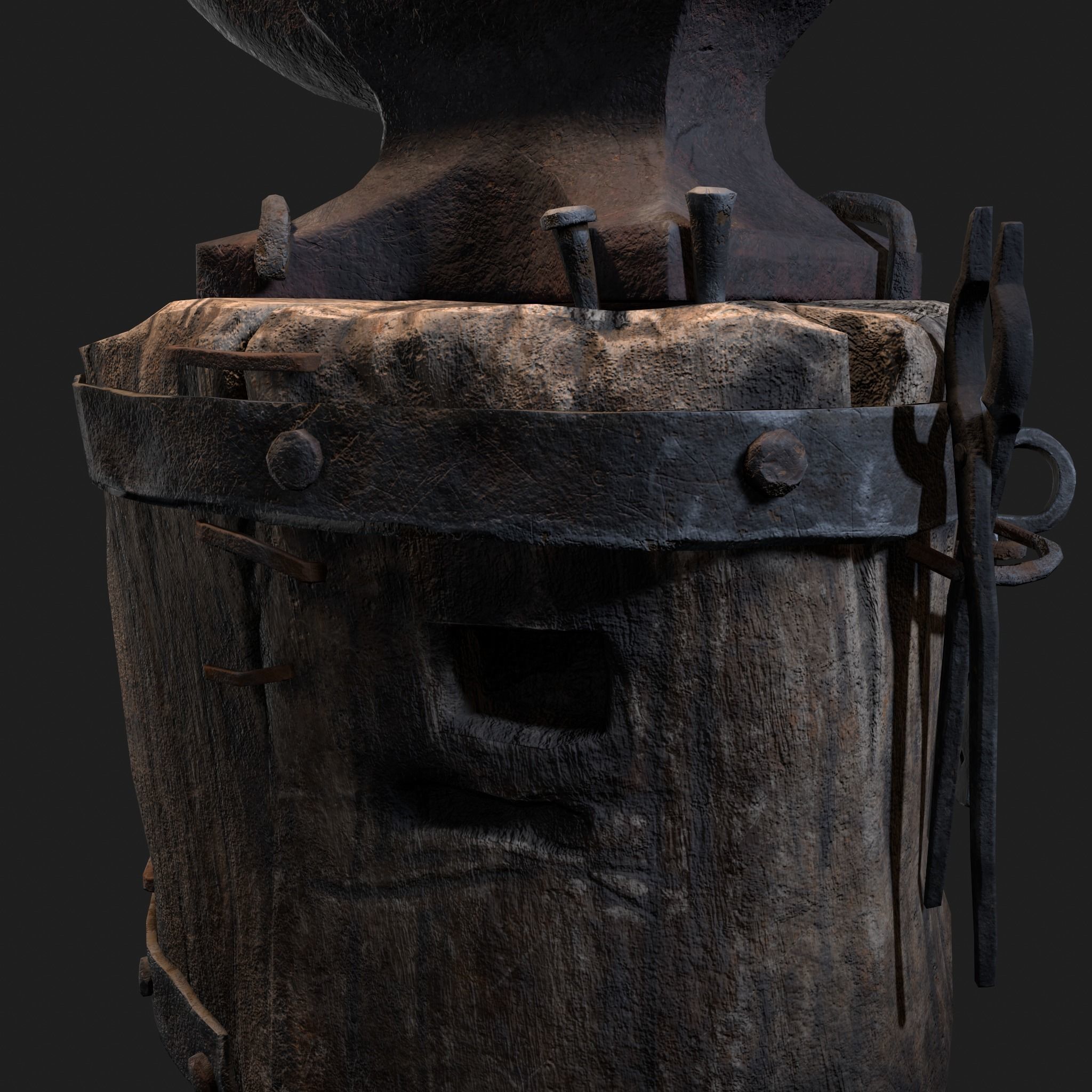 Medieval Blacksmith Anvil Set Low-poly 3D model_23