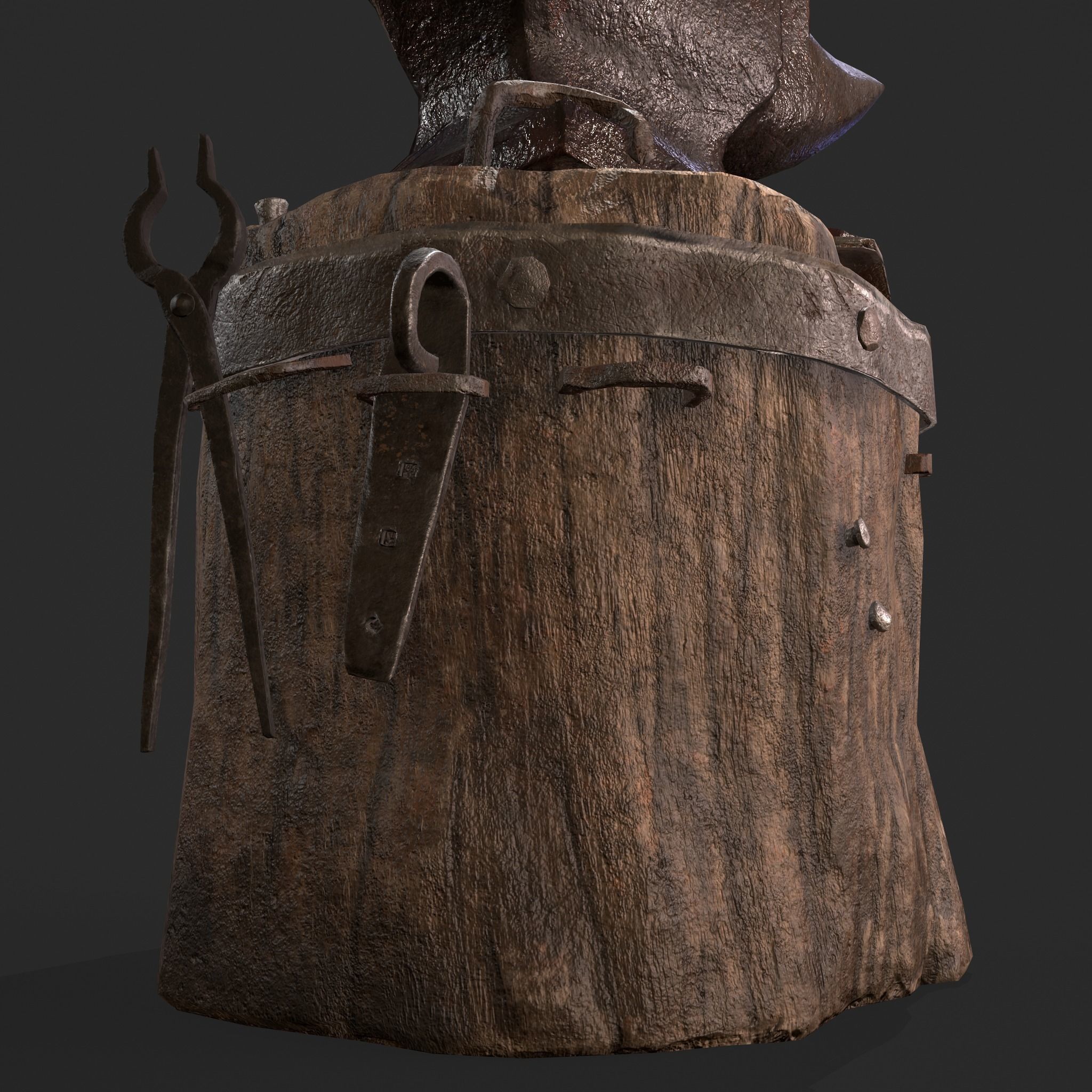 Medieval Blacksmith Anvil Set Low-poly 3D model_5