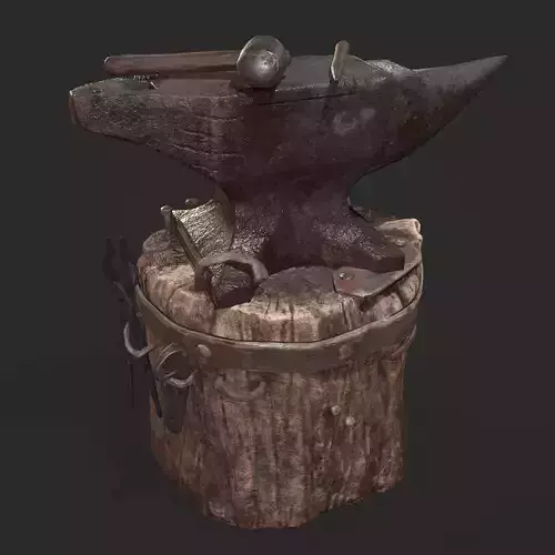 Medieval Blacksmith Anvil Set Low-poly 3D model