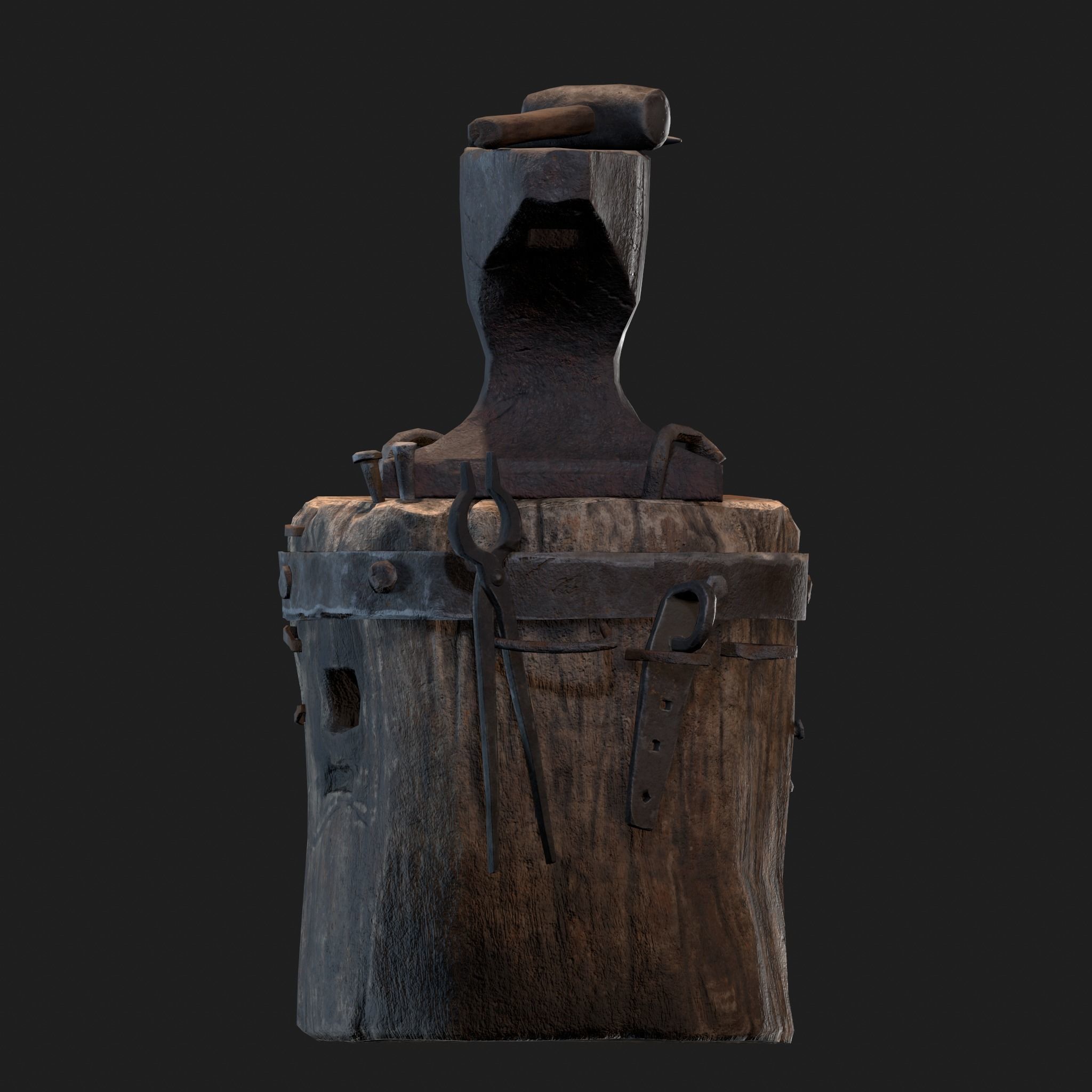Medieval Blacksmith Anvil Set Low-poly 3D model_12