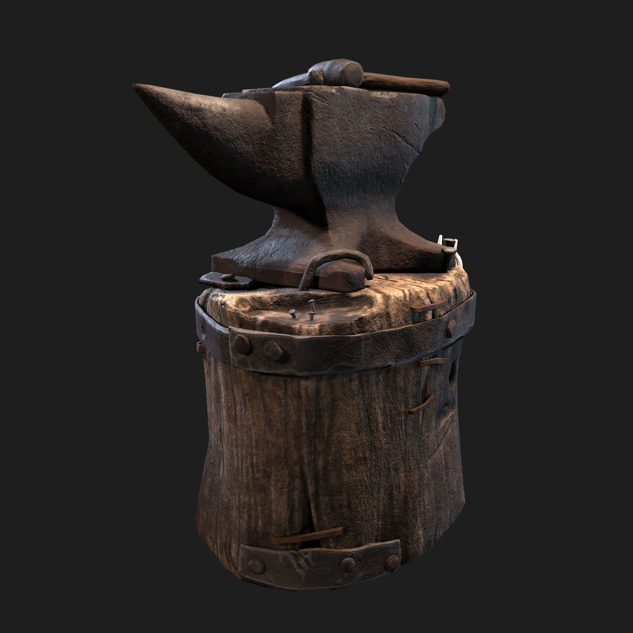 Medieval Blacksmith Anvil Set Low-poly 3D model_26