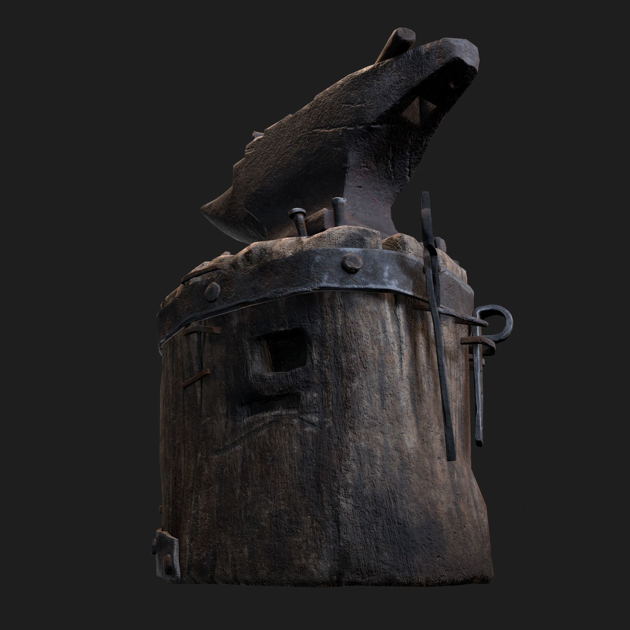 Medieval Blacksmith Anvil Set Low-poly 3D model_15