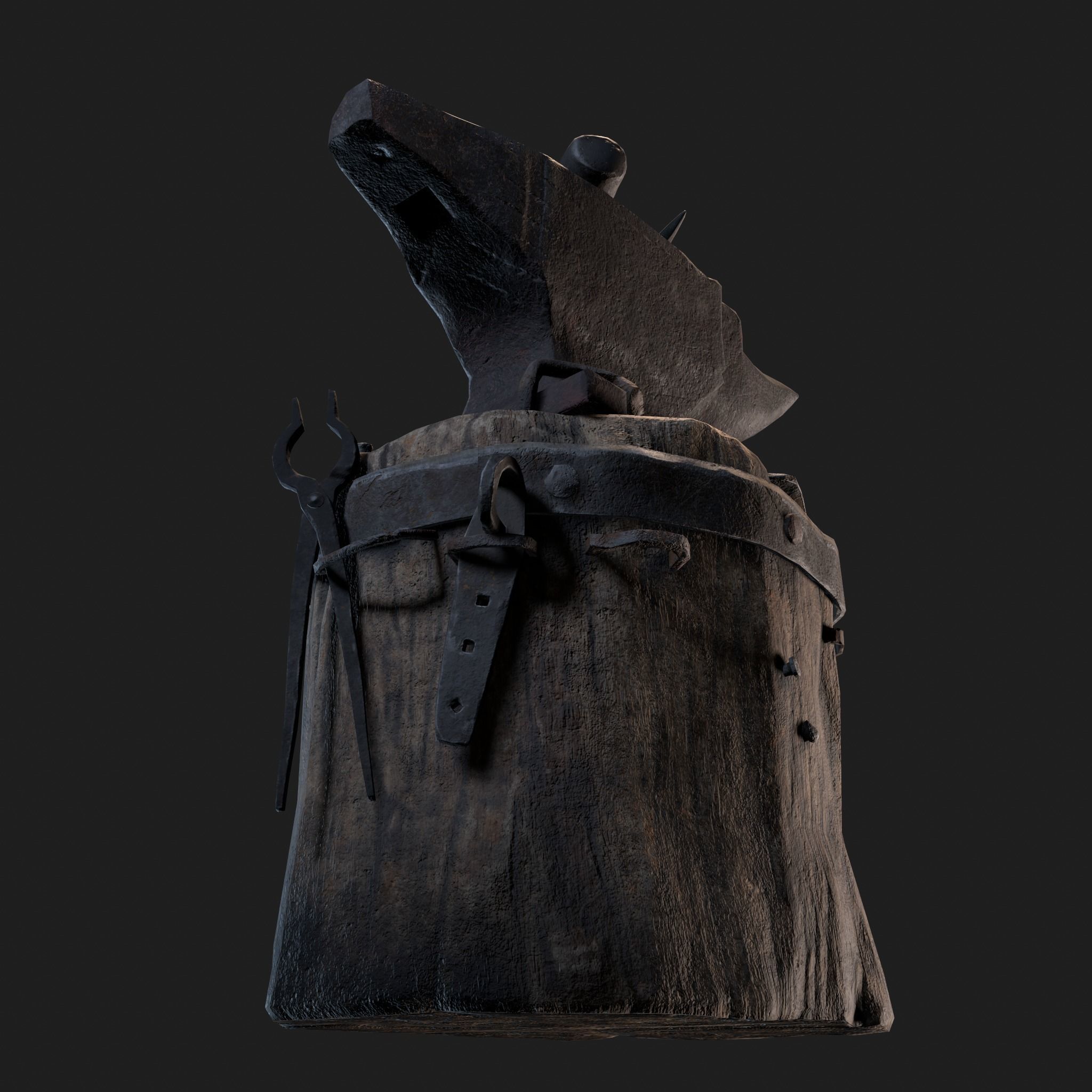 Medieval Blacksmith Anvil Set Low-poly 3D model_16