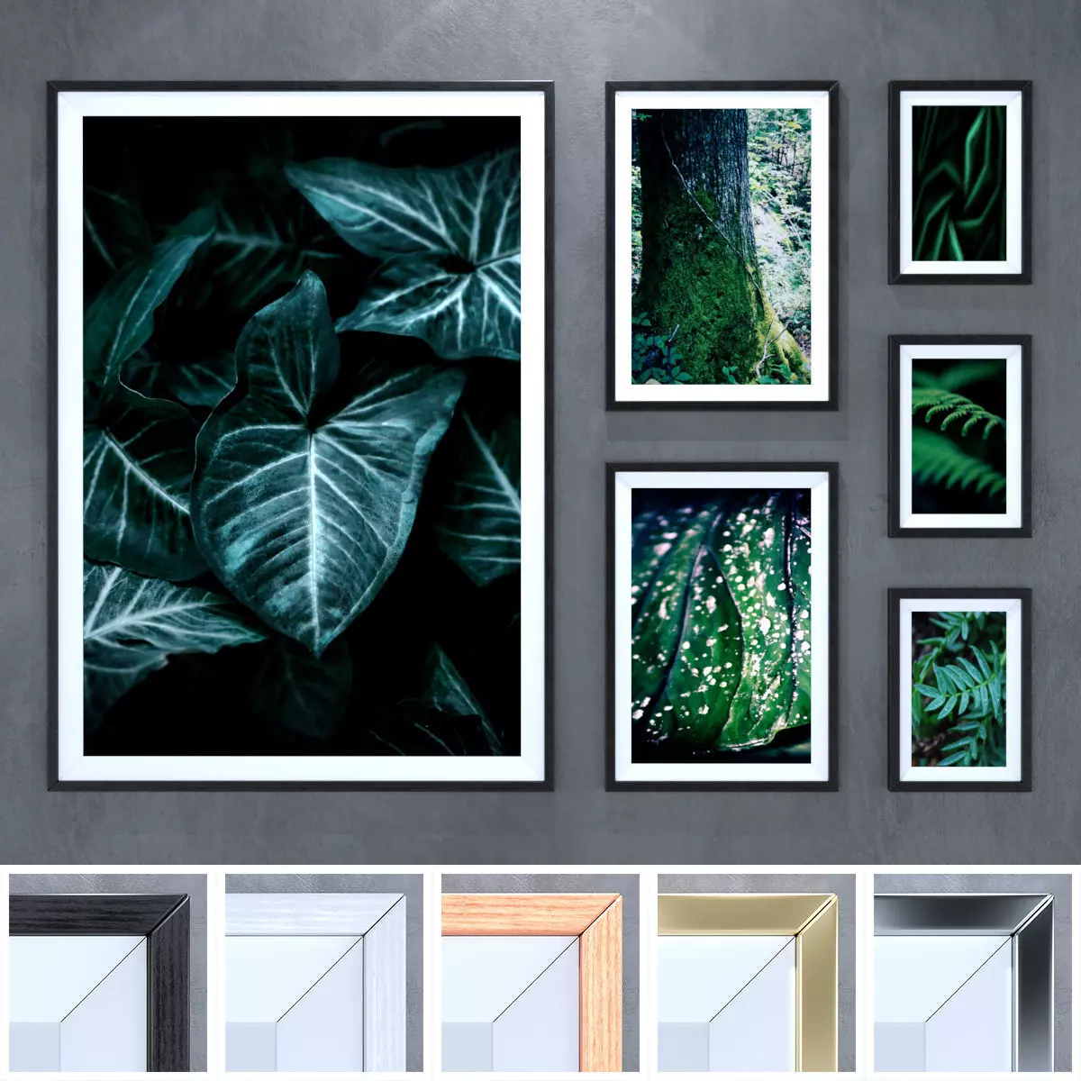 Frame 1 set of framed prints with leaves on wall 3D model_0
