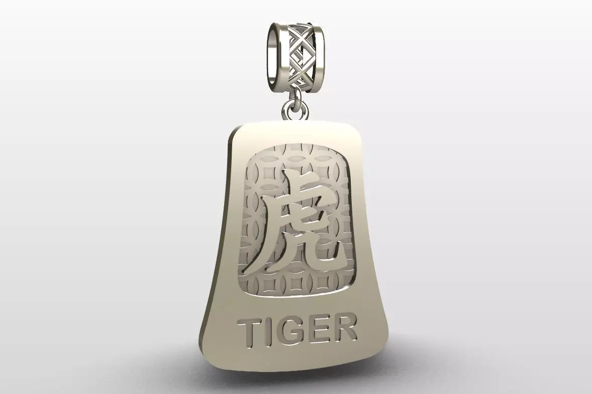 Chinese zodiac - 12 animals - pendant with bail - Tiger 3D print model