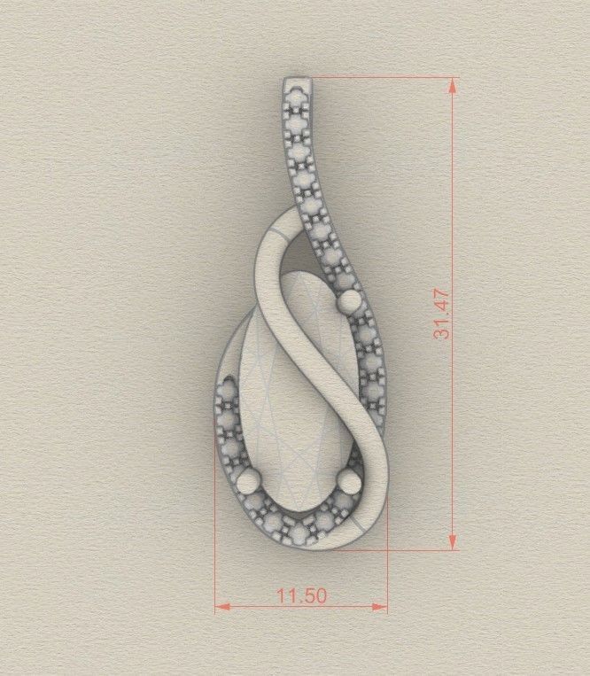 Model 286 Diamond Pin Pendant 3D print model_5