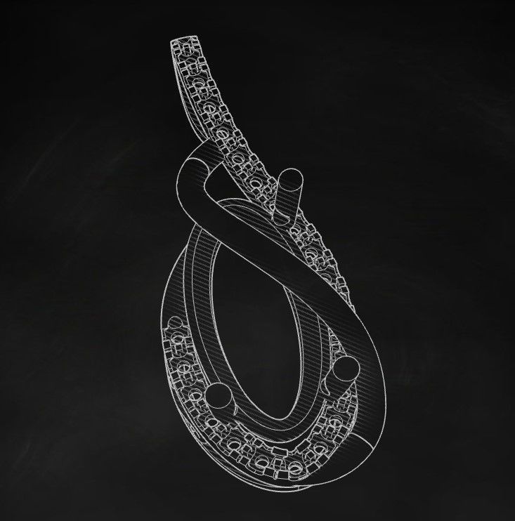 Model 286 Diamond Pin Pendant 3D print model_9