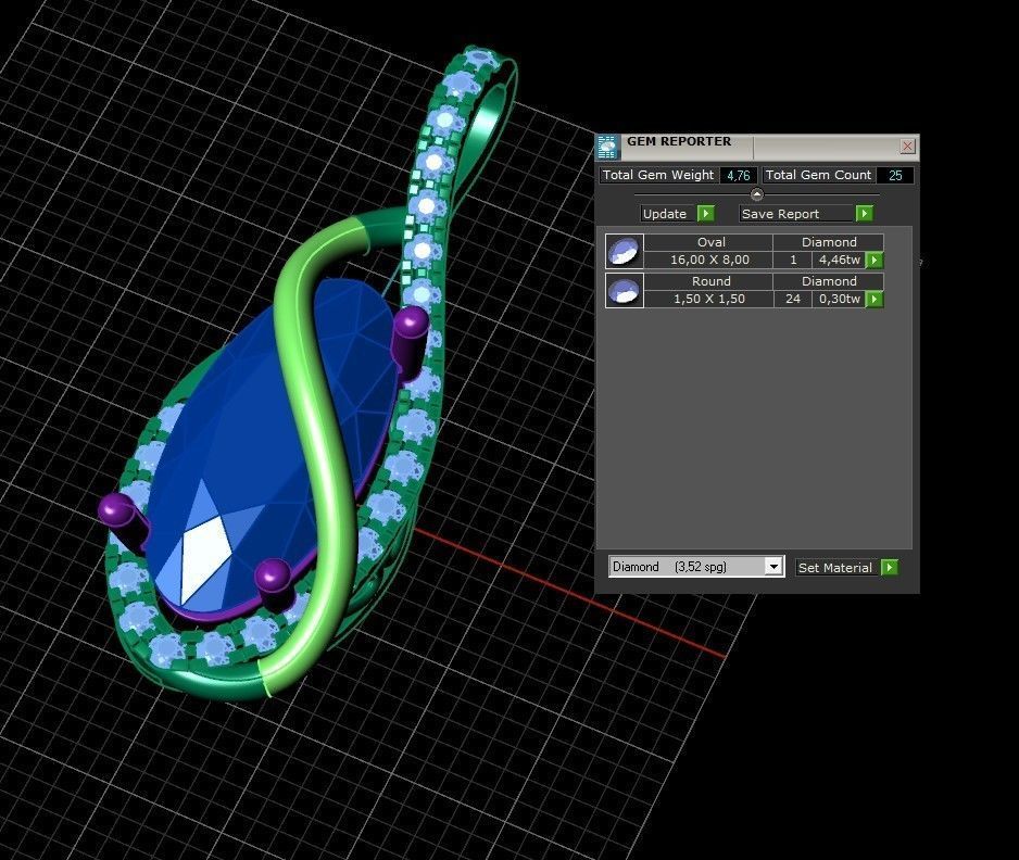 Model 286 Diamond Pin Pendant 3D print model_10