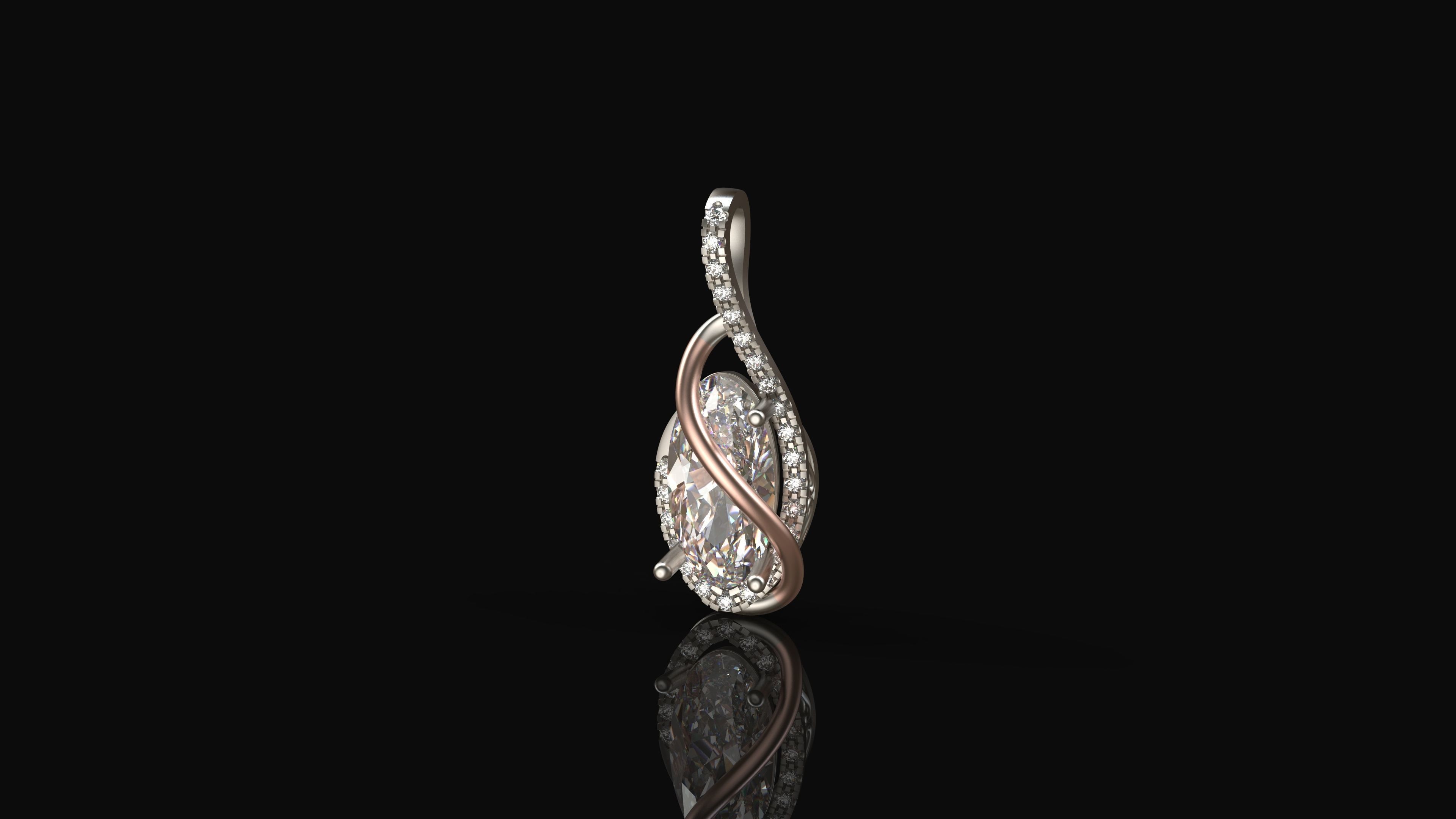 Model 286 Diamond Pin Pendant 3D print model_4