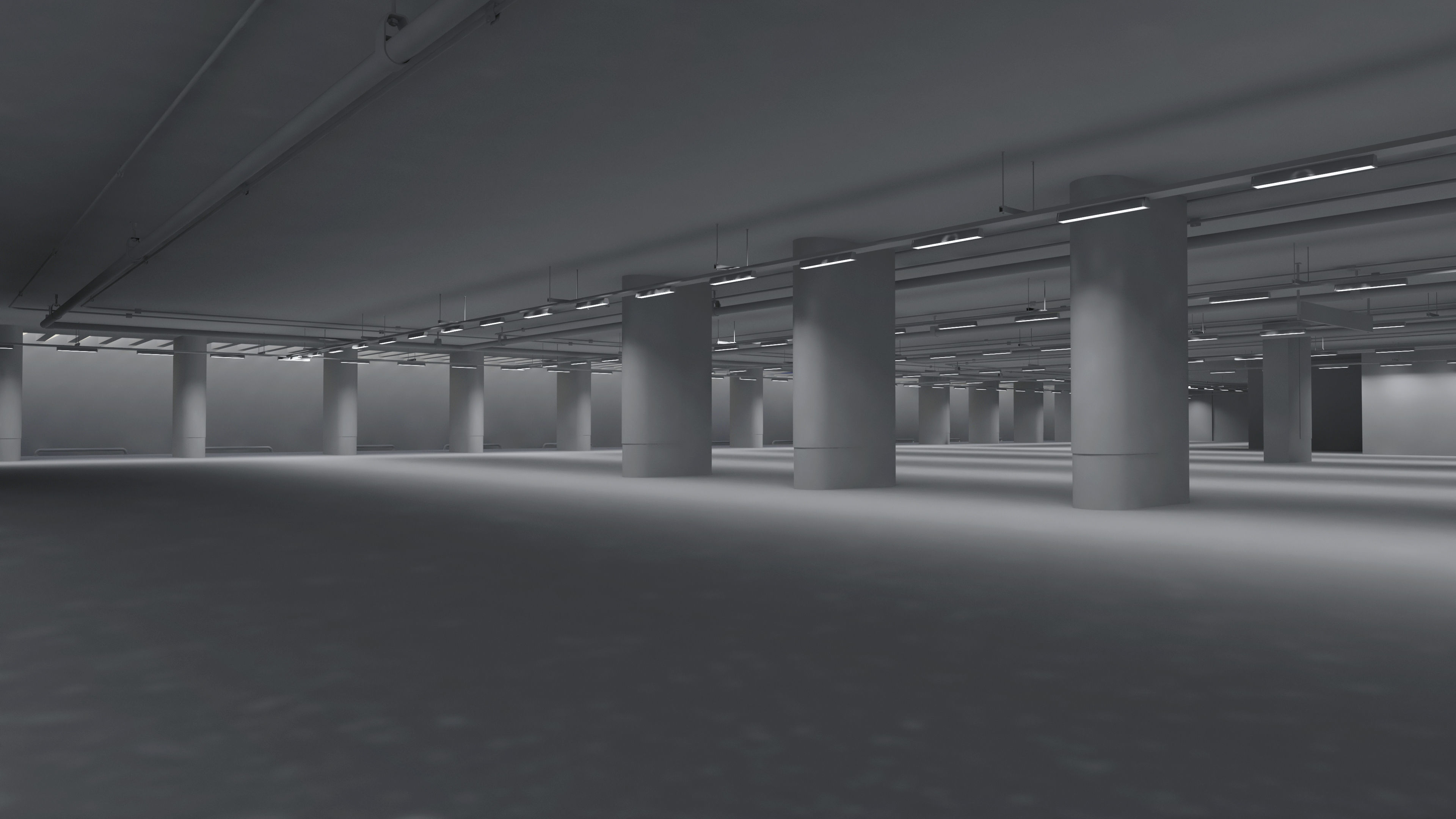 Parking empty garage with pillars 3D model_4