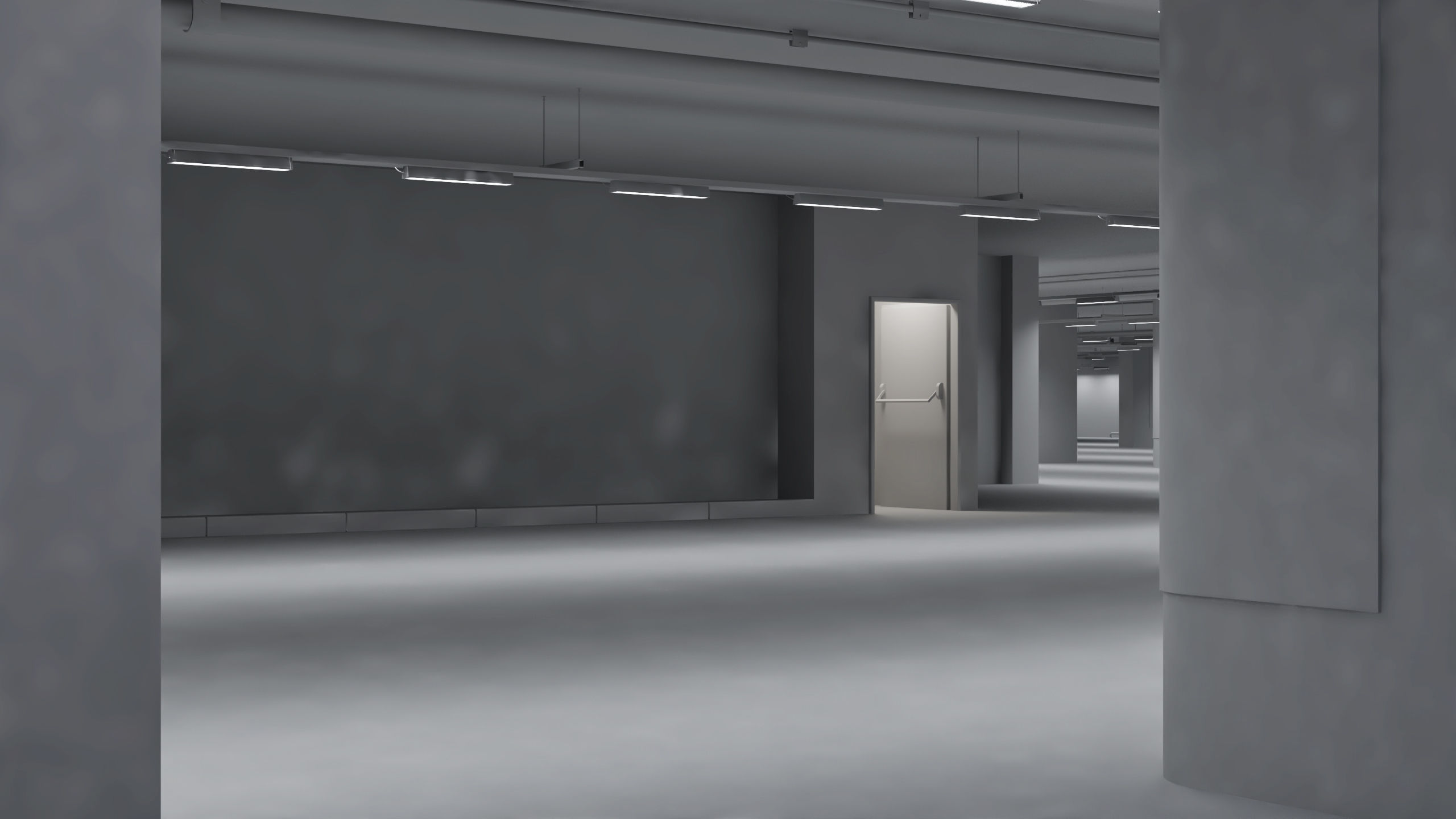 Parking empty garage with pillars 3D model_8