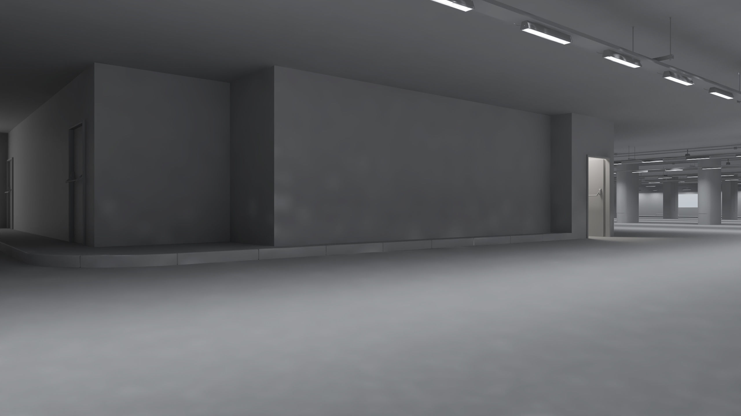 Parking empty garage with pillars 3D model_7
