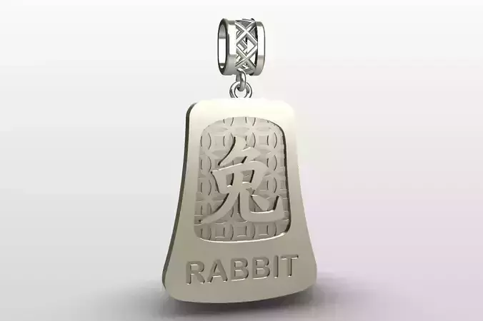 Chinese zodiac - 12 animals - pendant with bail - Rabbit   3D print model