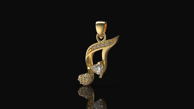 Model 294 Treble Clef Diamond Pendant  3D print model